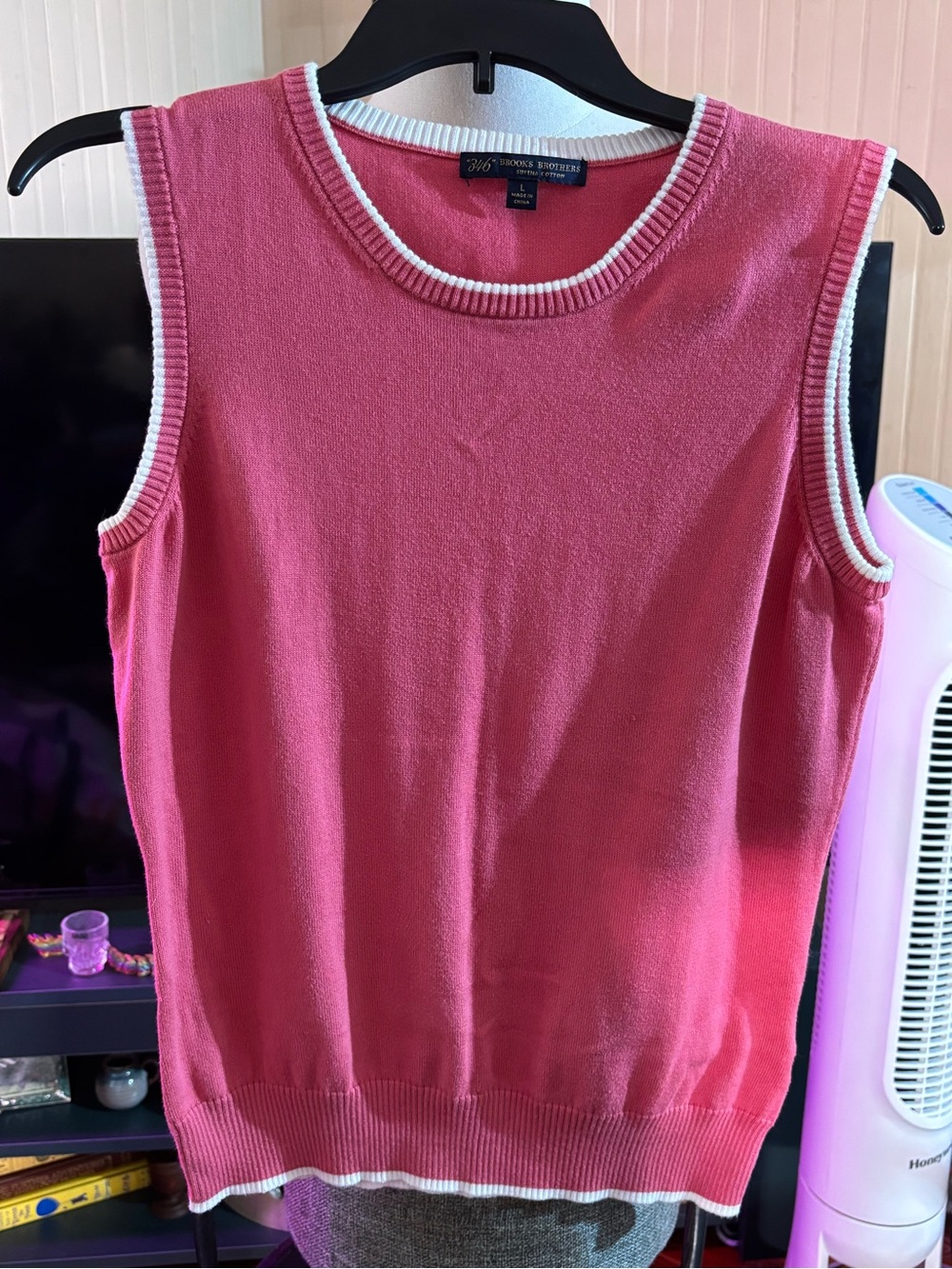 Brooks Brothers 346 Pink Supima Cotton Sleeveless Sweater Vest